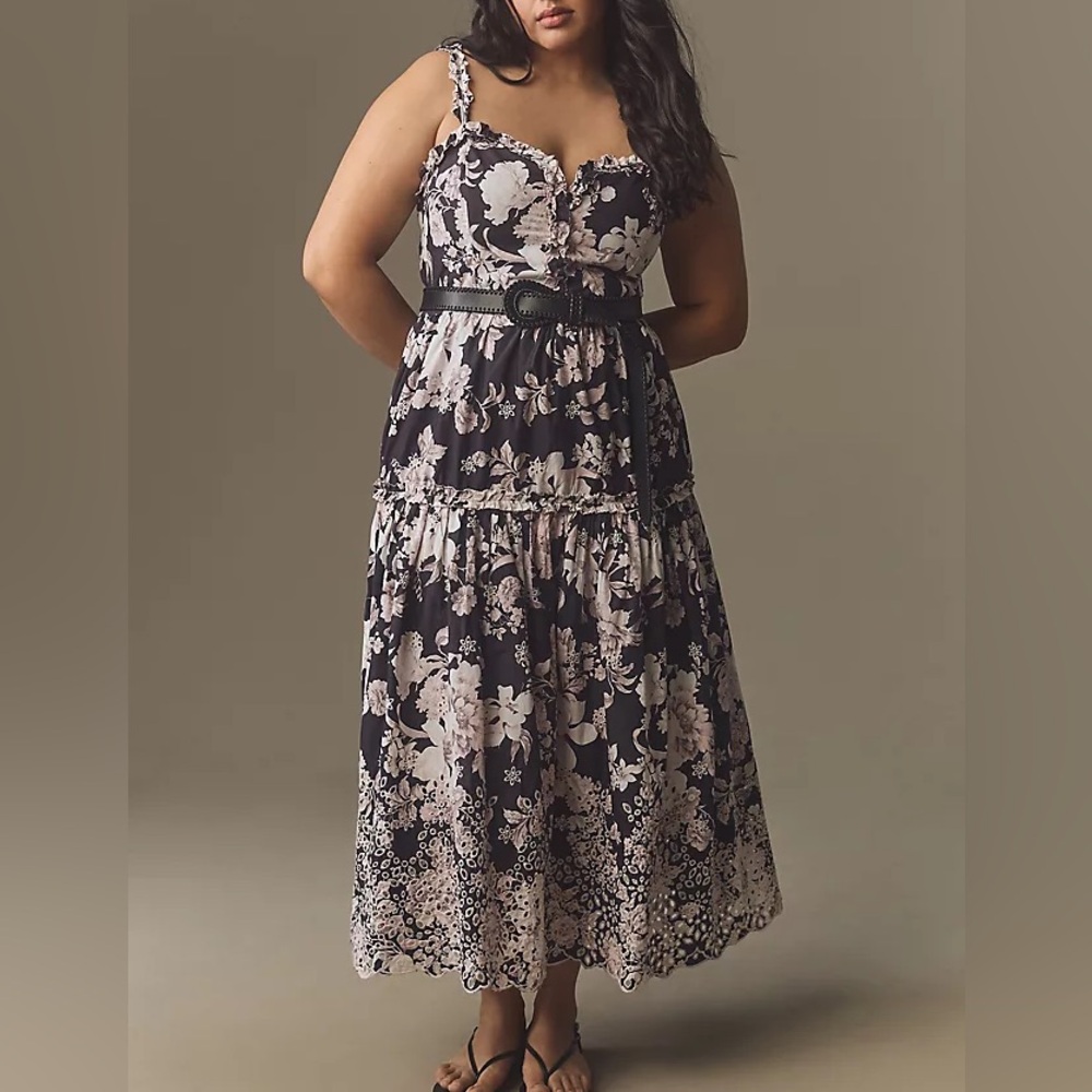 Anthropologie Sleeveless Sweetheart A-Line Midi Dress